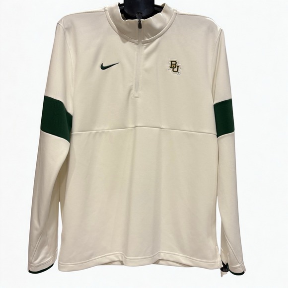 Baylor Bears Nike 1/4 Zip Pullover Mens L Dri-Fit White Long Sleeve NCAA - Picture 1 of 7